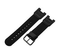 ROUHO 24mm x 12mm Notched Nylon Watch Strap Durable Fabric Replacement Watch Band for Casio SGW-100 GW-3500B/GW-3000B-Black + Black