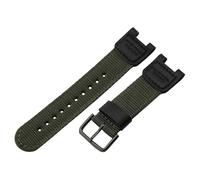 ROUHO 24mm x 12mm Notched Nylon Watch Strap Durable Fabric Replacement Watch Band for Casio SGW-100 GW-3500B/GW-3000B-Green + Black