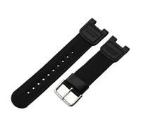 ROUHO 24mm x 12mm Notched Nylon Watch Strap Durable Fabric Replacement Watch Band for Casio SGW-100 GW-3500B/GW-3000B-Black + Silver