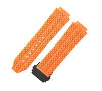 ROUHO 24mm x 17mm Silicone Watch Strap Waterproof Rubber Watch Band Stainless Steel Deployment Clasp Soft for Hublot Big Bang Collection