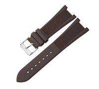 ROUHO 25 x 13mm Integrated Lug Breathable Rubber Watch Strap Replacement Wristwatch Band for Patek Philippe Nautilus 5711 5712G-Brown + Silver Buckle