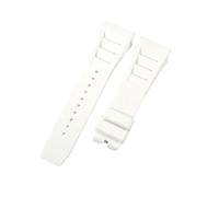 ROUHO 25mm Convex End Waterproof Silicone Watch Strap Soft Rubber Replacement Watch Band for Richard Mille RM 055/011-White