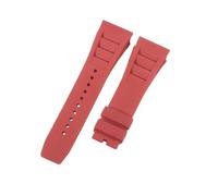 ROUHO 25mm Convex End Waterproof Silicone Watch Strap Soft Rubber Replacement Watch Band for Richard Mille RM 055/011-Red