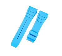 ROUHO 25mm Convex End Waterproof Silicone Watch Strap Soft Rubber Replacement Watch Band for Richard Mille RM 055/011-Light Blue