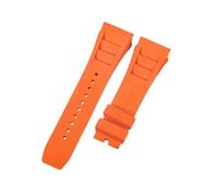 ROUHO 25mm Convex End Waterproof Silicone Watch Strap Soft Rubber Replacement Watch Band for Richard Mille RM 055/011-Orange