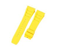 ROUHO 25mm Convex End Waterproof Silicone Watch Strap Soft Rubber Replacement Watch Band for Richard Mille RM 055/011-Yellow