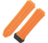 ROUHO 25mm Silicone Rubber Men's Watch Strap Sweatproof Odorless Rubber Watchbands for HUBLOT Big Bang Classic Fusion-Orange + Black Buckle