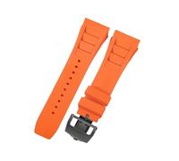 ROUHO 25mm Silicone Watch Strap with Deployment Clasp Convex Lug Rubber Replacement Band for Richard Mille RM 055/011-Orange + Gold