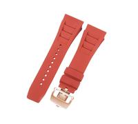 ROUHO 25mm Silicone Watchband Strap Rubber Bracelet Band Stainless Steel Deployment Clasp Waterproof Soft for Richard Mille RM-11 F3