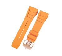 ROUHO 25mm Silicone Watchband Strap Rubber Bracelet Band Stainless Steel Deployment Clasp Waterproof Soft for Richard Mille RM-11 E3