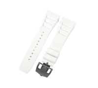 ROUHO 25mm Silicone Watchband Strap Rubber Bracelet Band Stainless Steel Deployment Clasp Waterproof Soft for Richard Mille RM-11 D4