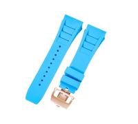 ROUHO 25mm Silicone Watchband Strap Rubber Bracelet Band Stainless Steel Deployment Clasp Waterproof Soft for Richard Mille RM-11 J3