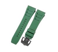 ROUHO 25mm Waterproof Silicone Wristwatch Bracelet Soft Rubber Watch Strap for Richard Mille RM11-03-Green + Black Buckle