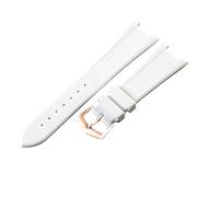 ROUHO 25x12mm Waterproof Rubber Watch Strap Notched Replacement Durable Silicone Watch Band for Patek Philippe Nautilus-White + Rose Gold Buckle