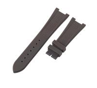 ROUHO 25x12mm Waterproof Rubber Watch Strap Notched Replacement Durable Silicone Watch Band for Patek Philippe Nautilus-Brown