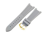 ROUHO 25x12mm Waterproof Rubber Watch Strap Notched Replacement Durable Silicone Watch Band for Patek Philippe Nautilus-Grey + Gold Buckle