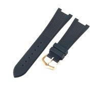 ROUHO 25x12mm Waterproof Rubber Watch Strap Notched Replacement Durable Silicone Watch Band for Patek Philippe Nautilus-Black + Rose Gold Buckle