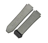 ROUHO 26 x 19mm Folding Clasp Genuine Leather Watch Band Silicone Bottom Watch Strap for Hublot Classic Fusion-Grey + Black Buckle