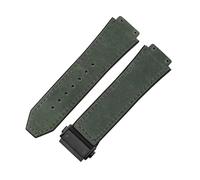 ROUHO 26 x 19mm Folding Clasp Genuine Leather Watch Band Silicone Bottom Watch Strap for Hublot Classic Fusion-Green + Black Buckle