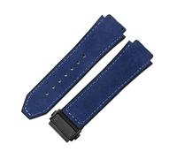 ROUHO 26 x 19mm Replacement Leather Watch Bracelet Men's and Women's Leather Watch Strap for HUBLOT Big Bang-Blue + Black Buckle