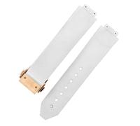 ROUHO 26 x 19mm Silicone Rubber Watch Strap Durable & Waterproof Replacement Deployment Clasp Buckle Watchband for Hublot Big Bang-White + Gold Buckle