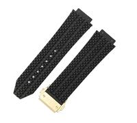 ROUHO 26 x 19mm Silicone Watch Strap Replacement Rubber Watchband Accessories for Hublot Big Bang-Black + Gold Buckle