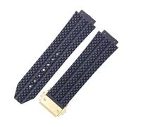 ROUHO 26 x 19mm Silicone Watch Strap Replacement Rubber Watchband Accessories for Hublot Big Bang-Blue + Gold Buckle