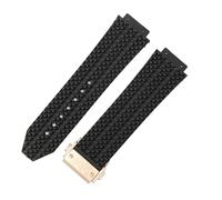ROUHO 26 x 19mm Silicone Watch Strap Replacement Rubber Watchband Accessories for Hublot Big Bang-Black + Rose Gold Buckle
