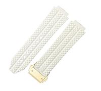 ROUHO 26 x 19mm Silicone Watch Strap Replacement Rubber Watchband Accessories for Hublot Big Bang-White + Gold Buckle