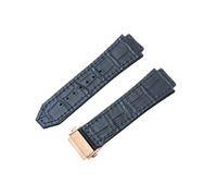 ROUHO 26mm Alligator Embossed Silicone Watchstrap Waterproof 19mm Leather Effect Rubber Bracelet Clasp Soft for Hublot Big Bang Collection C4