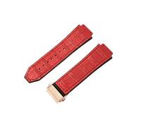 ROUHO 26mm Alligator Embossed Silicone Watchstrap Waterproof 19mm Leather Effect Rubber Bracelet Clasp Soft for Hublot Big Bang Collection E4
