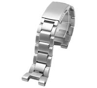 ROUHO 26mm Brushed Stainless Steel Metal Replacement Watch Band Double Lock Clasp Watch Strap Compatible with Casio G-Shock GST W300 400 B100