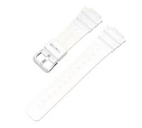 ROUHO 26mm Premium TPU Replacement Watch Strap 16mm Lug Adjustable Waterproof Sports Watch Bracelet for Casio DW-6900/GW-M5610/DW-5600E-White + Silver Buckle