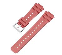 ROUHO 26mm Premium TPU Replacement Watch Strap 16mm Lug Adjustable Waterproof Sports Watch Bracelet for Casio DW-6900/GW-M5610/DW-5600E-Red + Silver Buckle