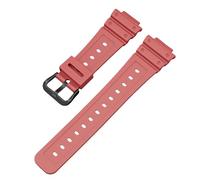 ROUHO 26mm Premium TPU Replacement Watch Strap 16mm Lug Adjustable Waterproof Sports Watch Bracelet for Casio DW-6900/GW-M5610/DW-5600E-Red + Black Buckle