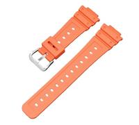 ROUHO 26mm Premium TPU Replacement Watch Strap 16mm Lug Adjustable Waterproof Sports Watch Bracelet for Casio DW-6900/GW-M5610/DW-5600E-Orange + Silver Buckle