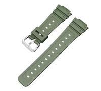 ROUHO 26mm Premium TPU Replacement Watch Strap 16mm Lug Adjustable Waterproof Sports Watch Bracelet for Casio DW-6900/GW-M5610/DW-5600E-Green + Silver Buckle