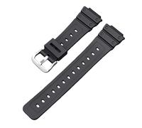 ROUHO 26mm Premium TPU Replacement Watch Strap 16mm Lug Adjustable Waterproof Sports Watch Bracelet for Casio DW-6900/GW-M5610/DW-5600E-Black + Silver Buckle