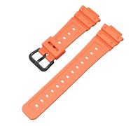 ROUHO 26mm Premium TPU Replacement Watch Strap 16mm Lug Adjustable Waterproof Sports Watch Bracelet for Casio DW-6900/GW-M5610/DW-5600E-Orange + Black Buckle