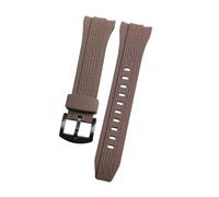 ROUHO 26mm Silicone Men's Watch Strap Sweat-Proof Replacement Rubber Watchband for Seiko SRH006 SPC007-Arc Brown + Black Buckle