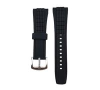 ROUHO 26mm Silicone Men's Watch Strap Sweat-Proof Replacement Rubber Watchband for Seiko SRH006 SPC007-Flat Black + Silver Buckle