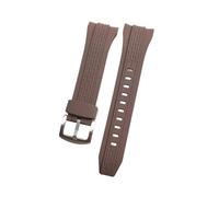 ROUHO 26mm Silicone Men's Watch Strap Sweat-Proof Replacement Rubber Watchband for Seiko SRH006 SPC007-Arc Brown + Silver Buckle