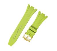 ROUHO 26mm Silicone Rubber Watch Strap - Sport Replacement Watch Strap for Audemars Piguet Royal Oak 15400/15500/26331-Green + Gold