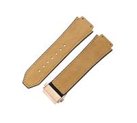 ROUHO 26mm Silicone Watch Strap Leather Texture Rubber Watch Band Stainless Steel Deployment Clasp Soft for Hublot Big Bang Collection B4