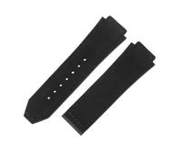 ROUHO 26mm Silicone Watch Strap Leather Texture Rubber Watch Band Stainless Steel Deployment Clasp Soft for Hublot Big Bang Collection A1