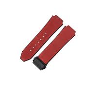 ROUHO 26mm Silicone Watch Strap Leather Texture Rubber Watch Band Stainless Steel Deployment Clasp Soft for Hublot Big Bang Collection