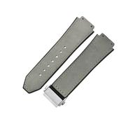 ROUHO 26mm Silicone Watch Strap Leather Texture Rubber Watch Band Stainless Steel Deployment Clasp Soft for Hublot Big Bang Collection C2