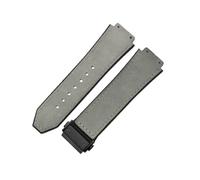 ROUHO 26mm Silicone Watch Strap Leather Texture Rubber Watch Band Stainless Steel Deployment Clasp Soft for Hublot Big Bang Collection C5