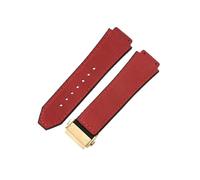 ROUHO 26mm Silicone Watch Strap Leather Texture Rubber Watch Band Stainless Steel Deployment Clasp Soft for Hublot Big Bang Collection G1