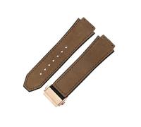ROUHO 26mm Silicone Watch Strap Leather Texture Rubber Watch Band Stainless Steel Deployment Clasp Soft for Hublot Big Bang Collection